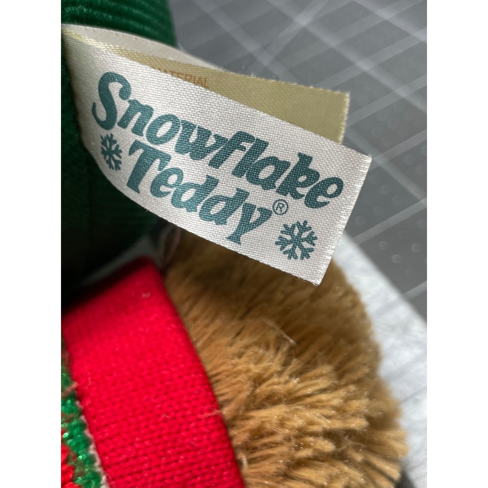 Snowflake Teddy Bear Brown‎ Red Green 2021 Holiday Christmas Striped Sweater - Picture 8 of 11